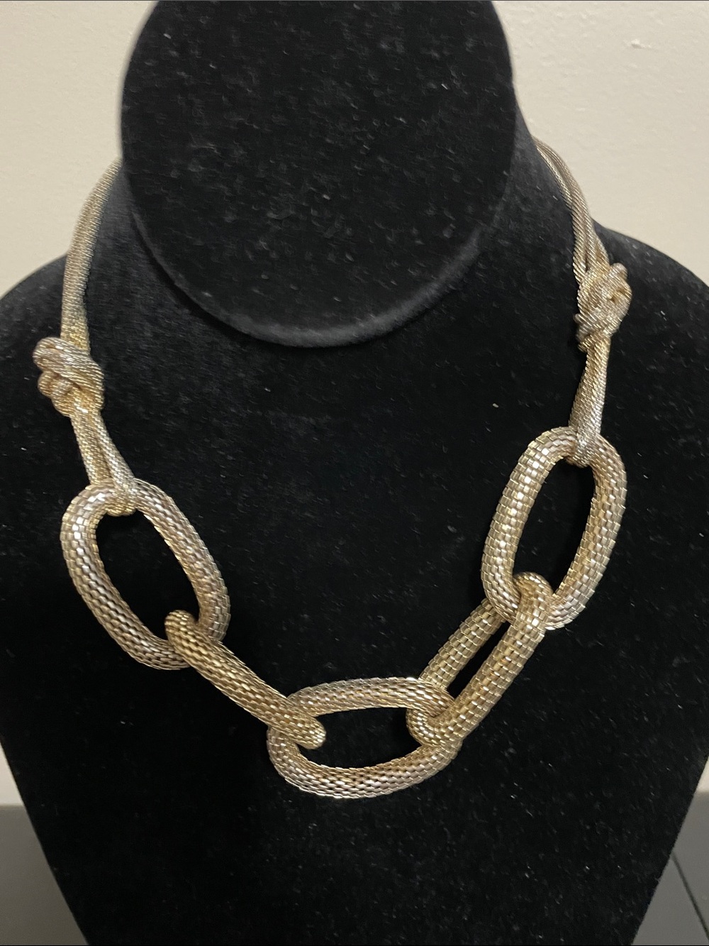 Gold Tone Chunky Mesh Necklace